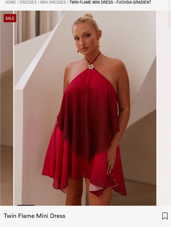Peppermayo Dresses & Skirts - Peppermayo Red to Fuchsia Gradient Halter Mini Dress